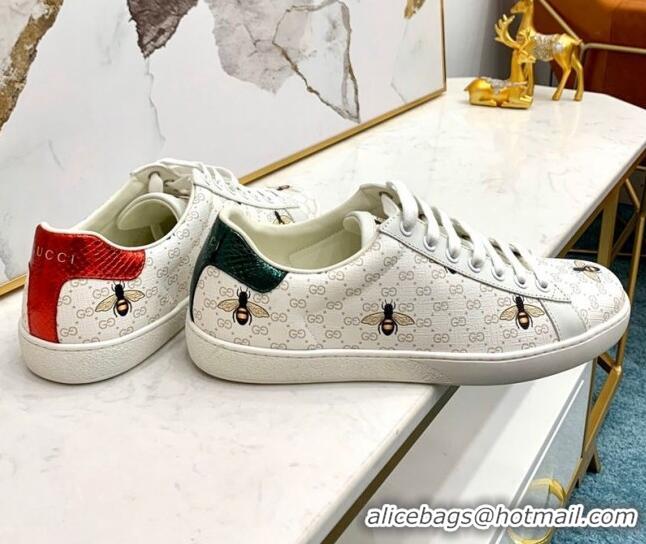 Grade Quality Gucci GG Bee Ace Sneakers with Interlocking G 71419 White 2020