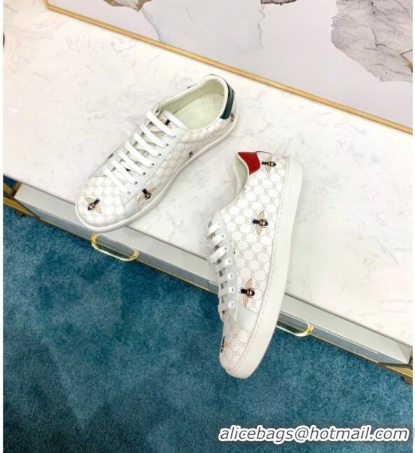 Grade Quality Gucci GG Bee Ace Sneakers with Interlocking G 71419 White 2020