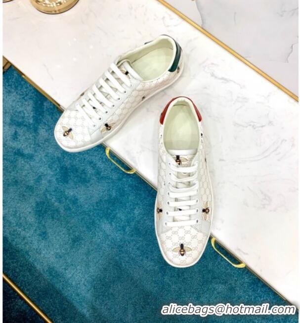 Grade Quality Gucci GG Bee Ace Sneakers with Interlocking G 71419 White 2020