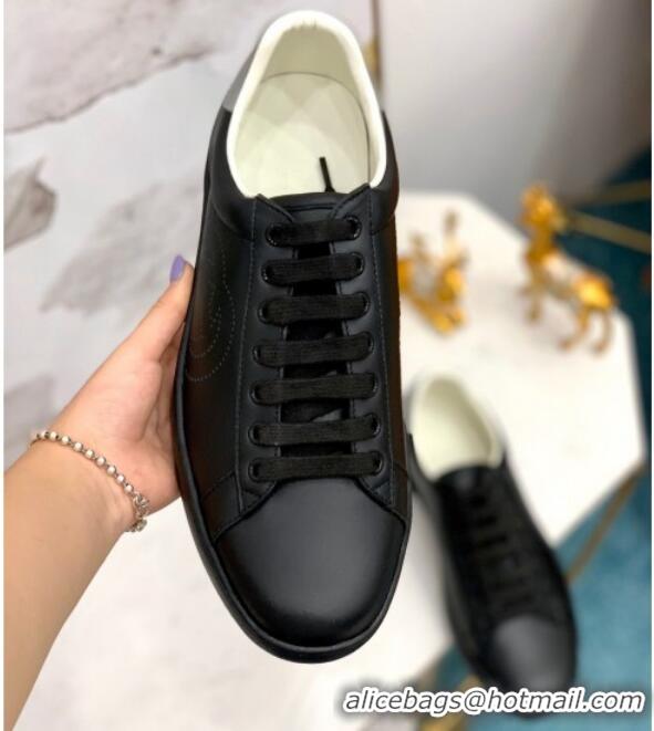 Stylish Gucci Leather Ace Sneakers with Interlocking G 71419 Black/Grey 2020