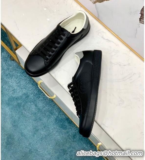 Stylish Gucci Leather Ace Sneakers with Interlocking G 71419 Black/Grey 2020