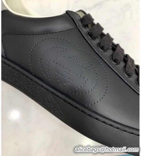 Stylish Gucci Leather Ace Sneakers with Interlocking G 71419 Black/Grey 2020