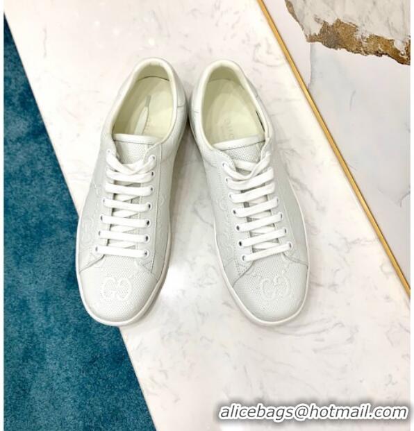 Fashion Gucci GG Mesh Leather Ace Sneakers 71424 White 2020