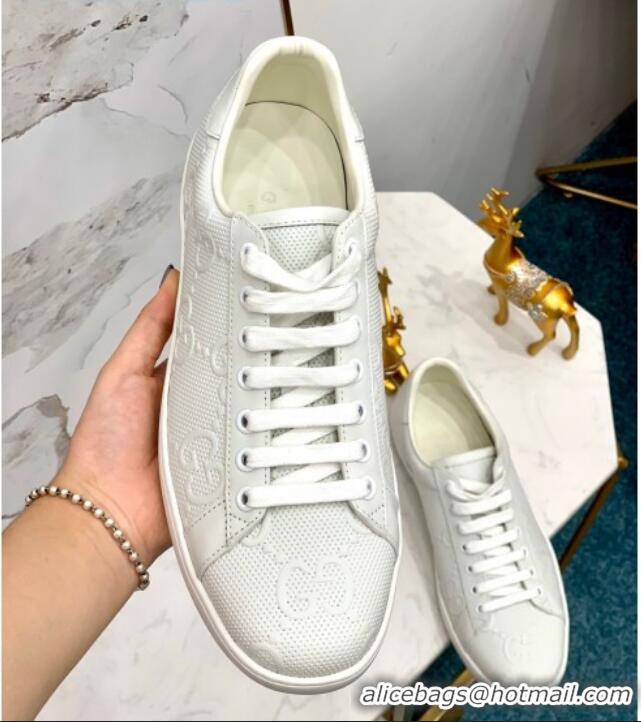 Fashion Gucci GG Mesh Leather Ace Sneakers 71424 White 2020