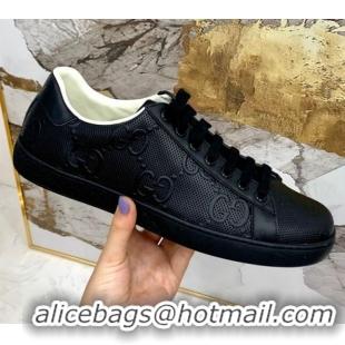 Good Quality Gucci GG Mesh Leather Ace Sneakers 71424 Black 2020