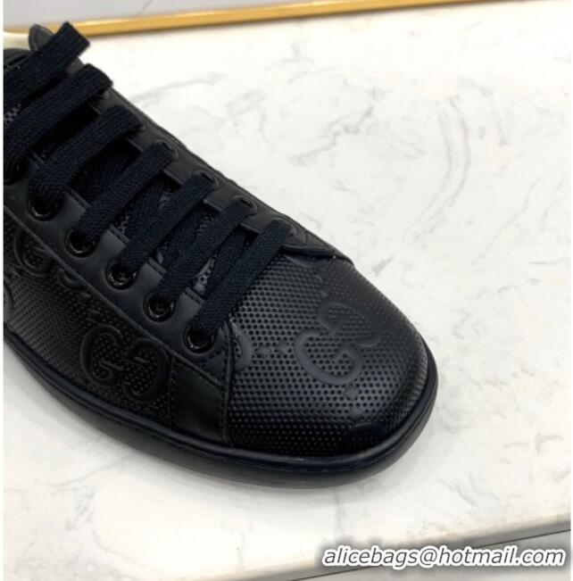 Good Quality Gucci GG Mesh Leather Ace Sneakers 71424 Black 2020