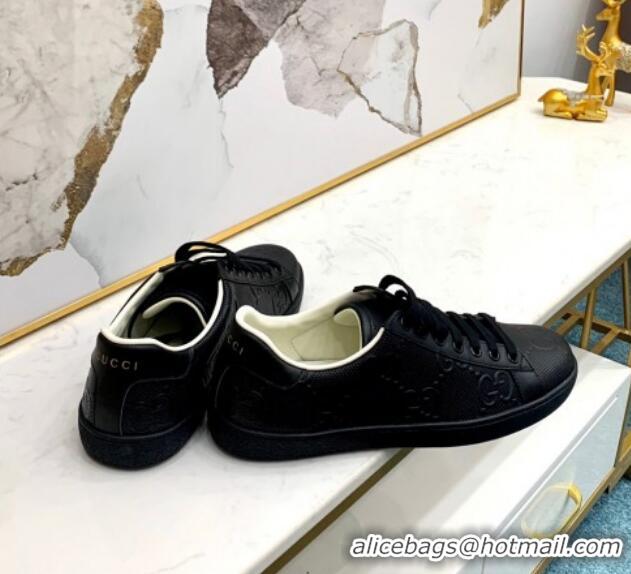 Good Quality Gucci GG Mesh Leather Ace Sneakers 71424 Black 2020