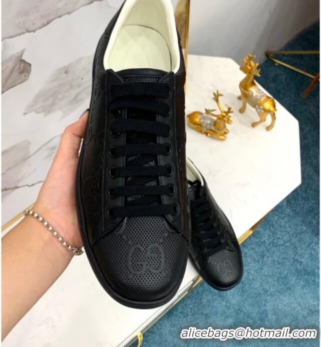 Good Quality Gucci GG Mesh Leather Ace Sneakers 71424 Black 2020