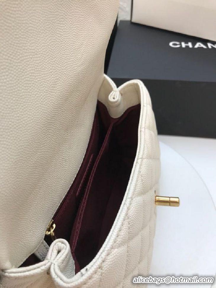 Top Quality Chanel Coco Lizard leather Top Handle Flap Shoulder Bag in Grained Calfskin A92991 All White