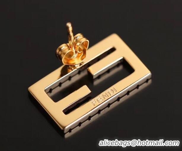 Good Quality Fendi Baguette FF Stud Earrings F2848 Gold 2020