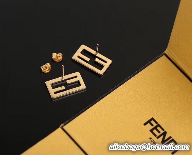 Good Quality Fendi Baguette FF Stud Earrings F2848 Gold 2020