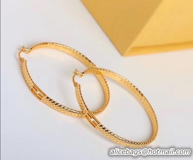 Top Design Fendi Baguette Metal Hoop Earrings F2849 Gold 2020