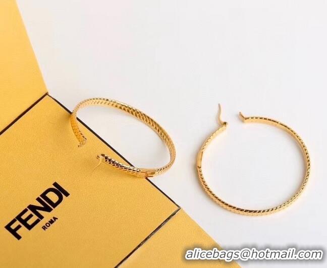 Top Design Fendi Baguette Metal Hoop Earrings F2849 Gold 2020