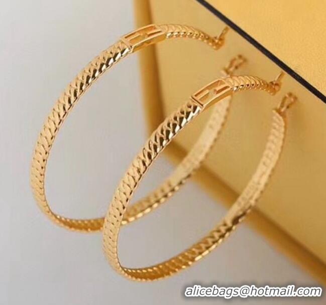 Top Design Fendi Baguette Metal Hoop Earrings F2849 Gold 2020