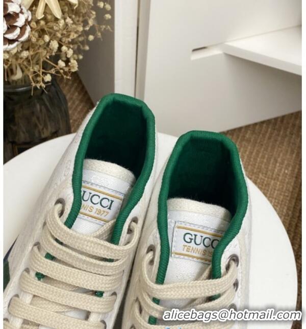 Best Grade Gucci Tennis 1977 High Top Sneakers in White GG Fabric 72012 2020