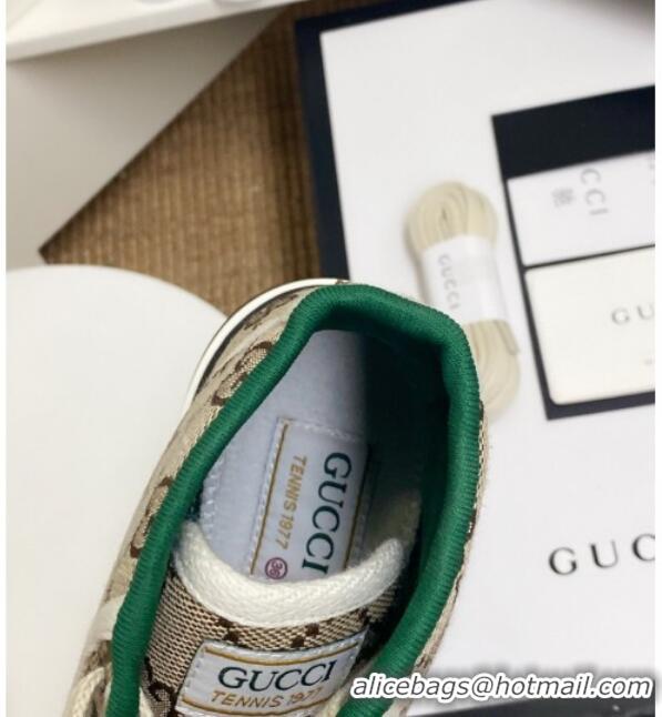 Perfect Gucci Tennis 1977 High Top Sneakers in Beige GG Canvas 72013 2020