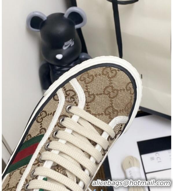 Perfect Gucci Tennis 1977 High Top Sneakers in Beige GG Canvas 72013 2020