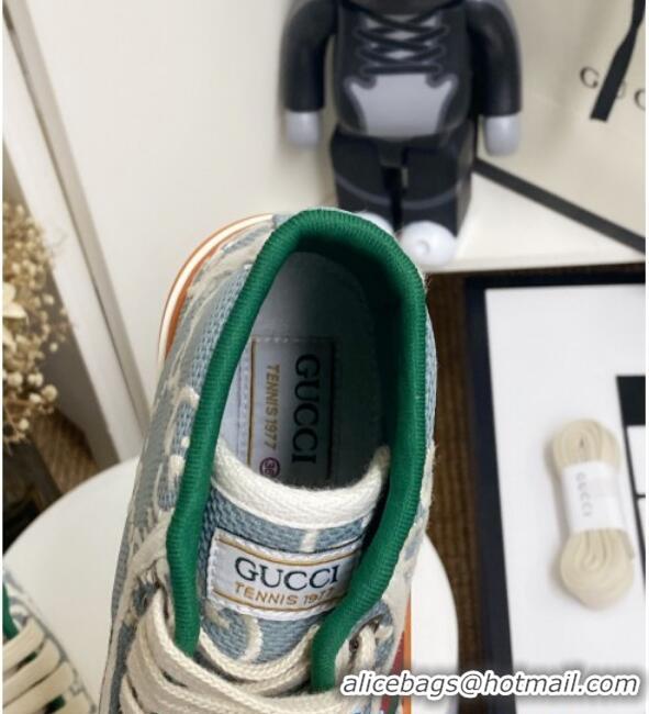 Unique Style Gucci Tennis 1977 High Top Sneakers in Light Blue GG Cotton 72014 2020