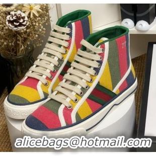 Top Grade Gucci Tennis 1977 High Top Sneakers in Rainbow Stripes 72015 2020