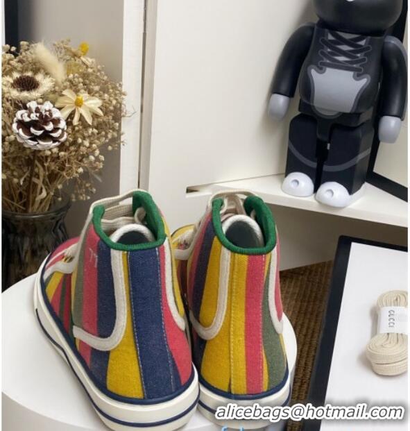 Top Grade Gucci Tennis 1977 High Top Sneakers in Rainbow Stripes 72015 2020