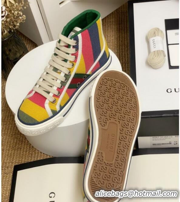 Top Grade Gucci Tennis 1977 High Top Sneakers in Rainbow Stripes 72015 2020