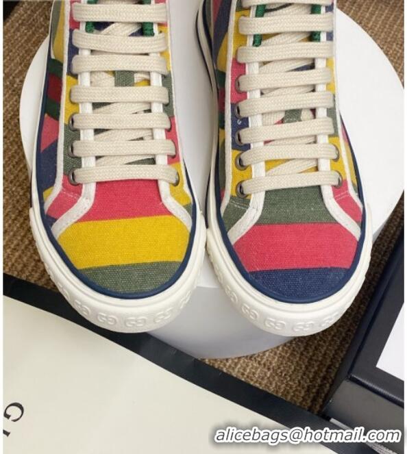 Top Grade Gucci Tennis 1977 High Top Sneakers in Rainbow Stripes 72015 2020