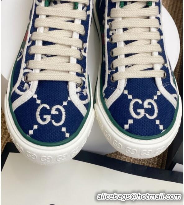 Unique Style Gucci Tennis 1977 High Top Sneakers Navy Blue/White GG 72017 2020