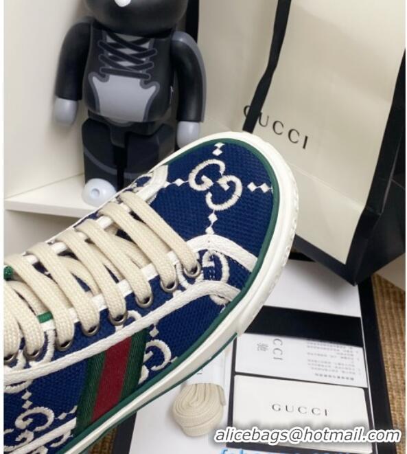 Unique Style Gucci Tennis 1977 High Top Sneakers Navy Blue/White GG 72017 2020