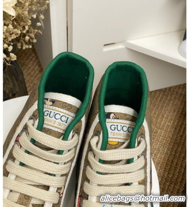 Good Quality Disney x Gucci Tennis 1977 High Top Sneakers with Web Beige 72018 2020