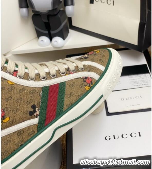 Good Quality Disney x Gucci Tennis 1977 High Top Sneakers with Web Beige 72018 2020