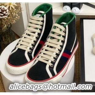 Low Price Gucci Tennis 1977 High Top Sneakers in Black Canvas 72019 2020