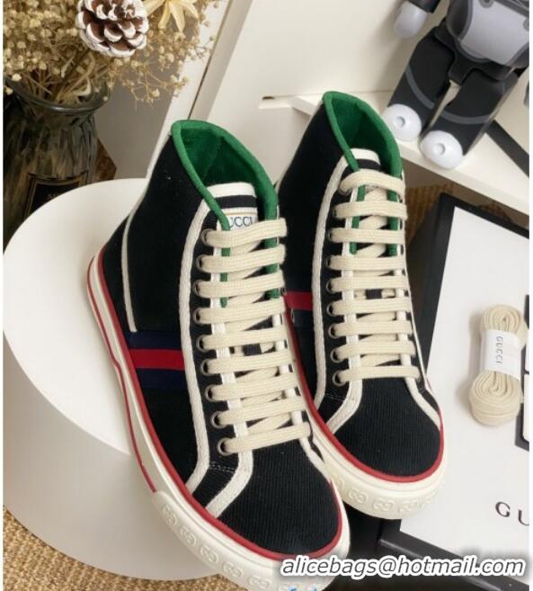 Low Price Gucci Tennis 1977 High Top Sneakers in Black Canvas 72019 2020