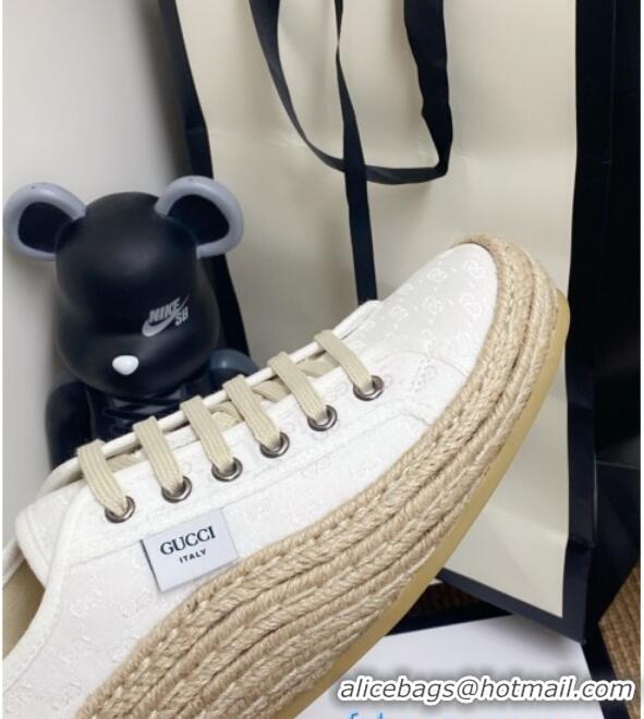 Best Grade Gucci GG Fabric Label Espadrille Sneakers 72020 White 2020