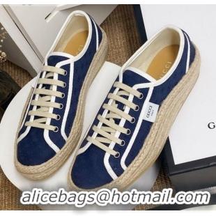 Good Quality Gucci GG Fabric Label Espadrille Sneakers 72020 Blue 2020