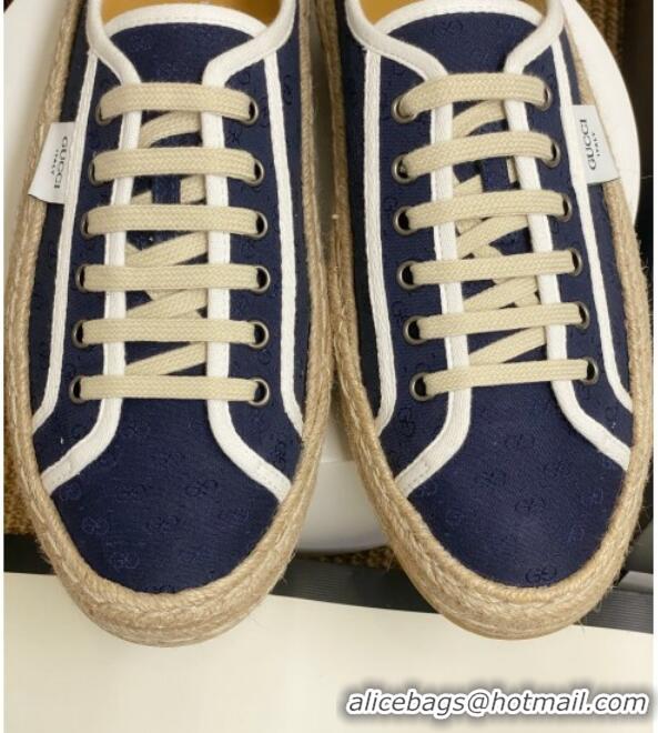 Good Quality Gucci GG Fabric Label Espadrille Sneakers 72020 Blue 2020