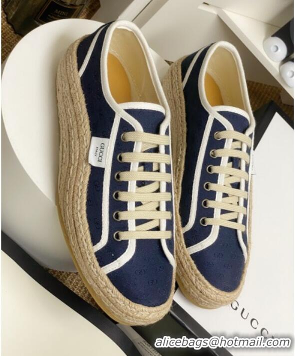 Good Quality Gucci GG Fabric Label Espadrille Sneakers 72020 Blue 2020