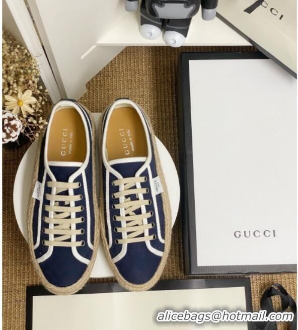 Good Quality Gucci GG Fabric Label Espadrille Sneakers 72020 Blue 2020