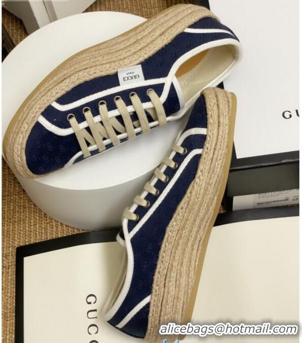 Good Quality Gucci GG Fabric Label Espadrille Sneakers 72020 Blue 2020