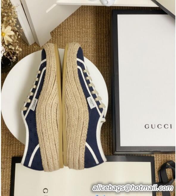 Good Quality Gucci GG Fabric Label Espadrille Sneakers 72020 Blue 2020