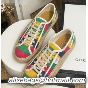 New Stylish Gucci GG Fabric Label Espadrille Sneakers 72020 Multicolor 2020