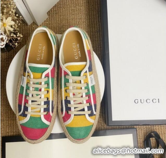 New Stylish Gucci GG Fabric Label Espadrille Sneakers 72020 Multicolor 2020