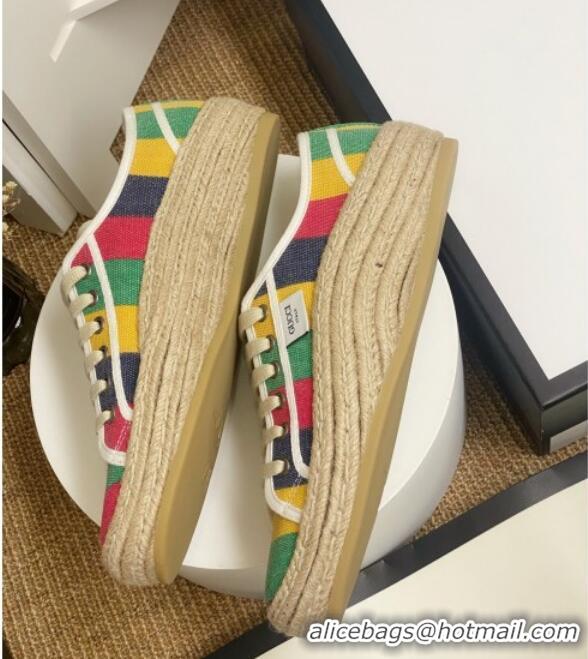 New Stylish Gucci GG Fabric Label Espadrille Sneakers 72020 Multicolor 2020