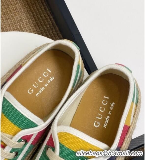 New Stylish Gucci GG Fabric Label Espadrille Sneakers 72020 Multicolor 2020