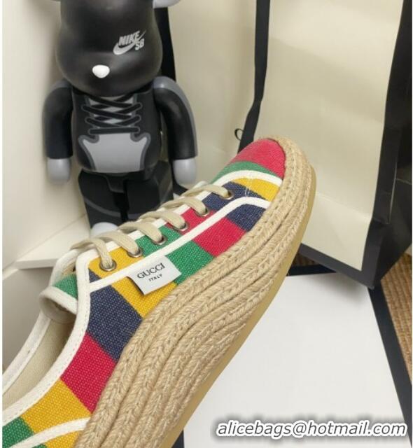 New Stylish Gucci GG Fabric Label Espadrille Sneakers 72020 Multicolor 2020