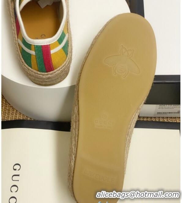 New Stylish Gucci GG Fabric Label Espadrille Sneakers 72020 Multicolor 2020