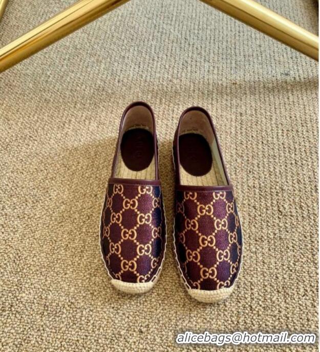 Discounts Gucci Heritage GG Lamé Flat Espadrilles 72114 Brown 2020