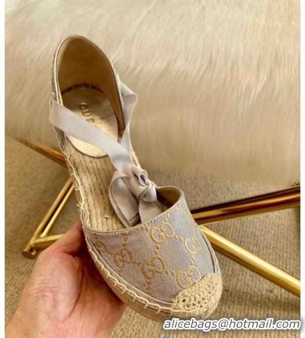 New Arrivals Gucci Heritage GG Lamé Platform Espadrilles Silver 2020