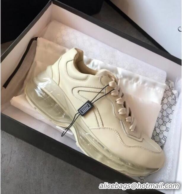 Best Price Gucci Rhyton White Leather Sneakers with Transparent Sole 72211