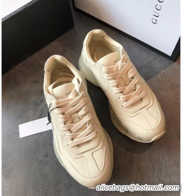 Best Price Gucci Rhyton White Leather Sneakers with Transparent Sole 72211