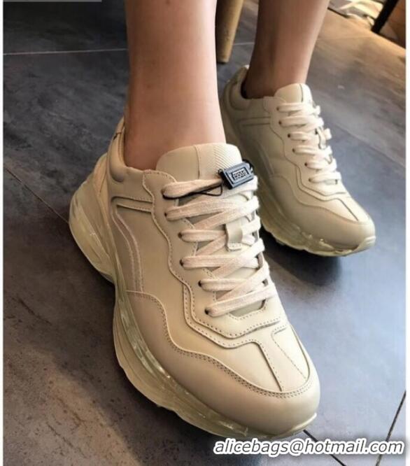 Best Price Gucci Rhyton White Leather Sneakers with Transparent Sole 72211